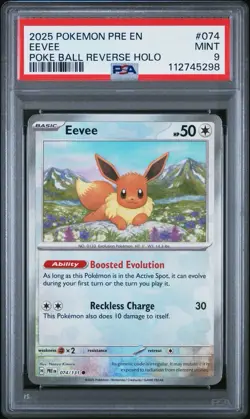 Eevee Poke Ball Reverse Holo PSA 9 Prismatic Evolutions 74/131 2025 Pokemon - Image 1
