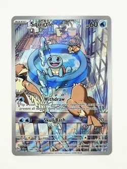 Pokemon Squirtle TCG Stellar Crown Illustration Rare Holo Card 148/142 Sv07 - Image 1
