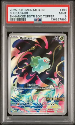 2025 Pokemon Meg EN-Mega Evolution Bulbasaur Enhanced Bstr Box Topper PSA 9 #133 - Image 1