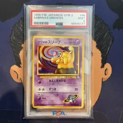 PSA 9 MINT 1999 Pokemon Japanese Gym 2 SABRINA'S DROWZEE #96 Vintage HTF - Image 2