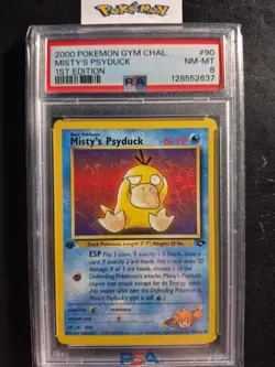 First Edition 2000 Pokemon Gym Challenge 90/132 Misty's Psyduck PSA NM-MT 8 - Image 1