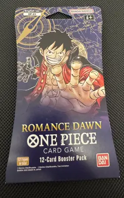 One Piece OP-01 Romance Dawn Sleeved Booster Pack Blue Bottom Pre Errata Sealed - Image 1