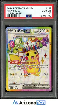 Pokemon 2024 Pikachu ex 219/191 SSP Surging Sparks Ultra Rare GEM MT PSA 10 - Image 1