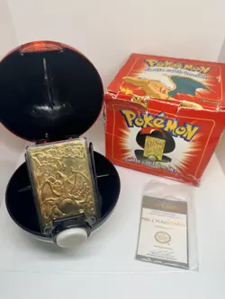 23K Gold Plated CHARIZARD Trading Card 1999 Pokemon Ball sealed certificate - Image 1