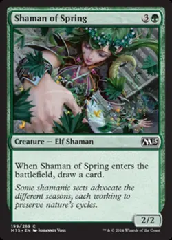 MTG Shaman of Spring - Foil, Magic 2015, Heavily Played, English - Image 1