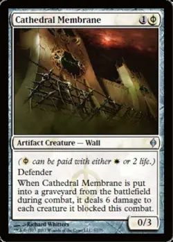 MTG Cathedral Membrane - Foil, New Phyrexia, Heavily Played, English - Image 1