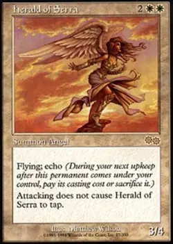 MTG Herald of Serra, Urza's Saga, Damaged, English - Image 1