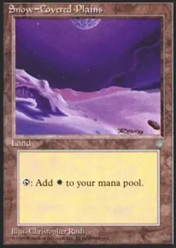 MTG Snow-Covered Plains, Ice Age, Heavily Played, English - Image 1