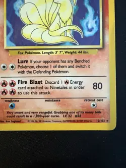 1999 Pokemon Ninetales Holo Base Set 12/102 - Image 2