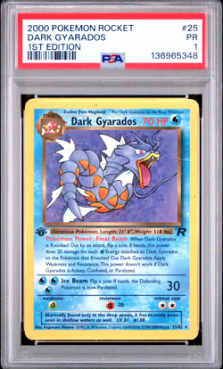 PSA 1 1ST EDITION 2000 Pokemon Team Rocket Dark Gyarados 25/82 Non Holo WOTC - Image 1