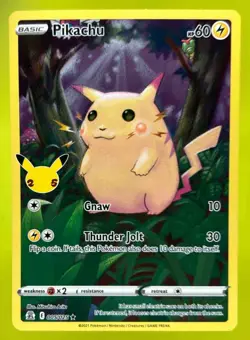 2021 POKEMON SWORD & SHIELD CELEBRATIONS PIKACHU #005/025 HOLO RARE - Image 1