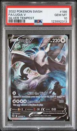 2022 Pokemon Sword & Shield Silver Tempest #186 Fa/Lugia V PSA 10 - Image 1