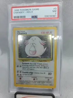 1999 Pokemon Chansey 3/102 Holo Base Set PSA 7 Near Mint - Image 1