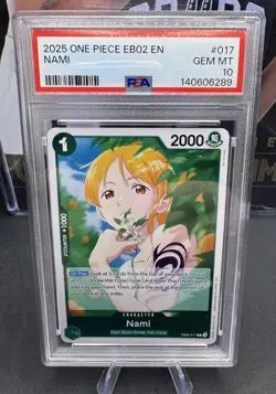 2025 One Piece Nami EB02-017 Extra Booster: Anime 25th Collection Foil PSA 10 - Image 1