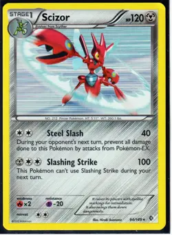 2012 POKEMON SCIZOR 94/149 BLACK & WHITE BOUNDARIES CROSSED HOLO NM - Image 1