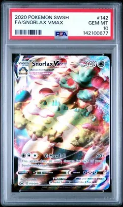 Snorlax VMAX 142/202 SWSH01 Sword & Shield Holo Card PSA 10 2020 Full Art - Image 1