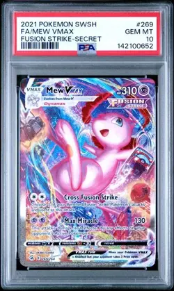 Mew VMAX PSA 10 Alt Art Fusion Strike Pokemon Card 269/264 Sword & Shield FA - Image 1