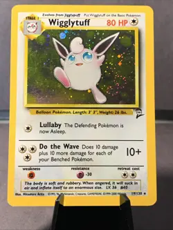 Pokemon TCG Wigglytuff #19/130 Base Set 2 Unlimited Holo Rare WOTC VTG NM Swirl - Image 1