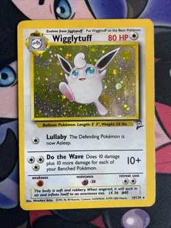 Pokemon TCG Wigglytuff 19/130 Base Set 2 Unlimited Holo Rare HP - Image 1