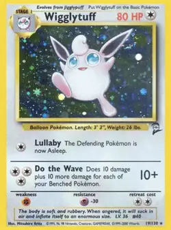 Pokemon TCG Wigglytuff #19/130 Base Set 2 Unlimited Holo Rare WOTC VTG Swirl HP - Image 1