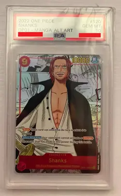 PSA 10 One Piece OP01-120 Shanks SEC Manga Alternate Art Romance Dawn ENGLISH - Image 1