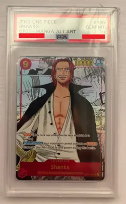 PSA 10 One Piece OP01-120 Shanks SEC Manga Alternate Art Romance Dawn ENGLISH - Image 1