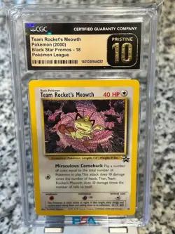 2000 POKEMON TEAM ROCKET'S MEOWTH BLACK STAR PROMOS 18 CGC 10 PRISTINE - Image 1