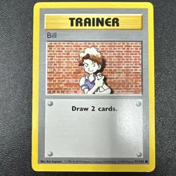 Pokemon Card Bill Trainer Base Set 91/102 SHADOWLESS LP - Image 1
