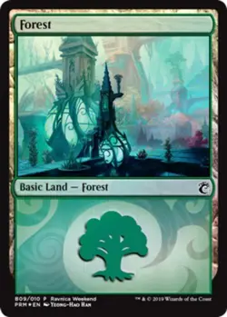 MTG Forest (B09/010) - Foil Ravnica Weekend Promo, Unique & Misc. Promos, Lightl - Image 1