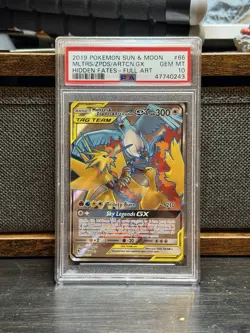 2019 Pokemon Sun & Moon Hidden Fates Moltres Zapdos Articuno GX 66/68 PSA 10 - Image 1