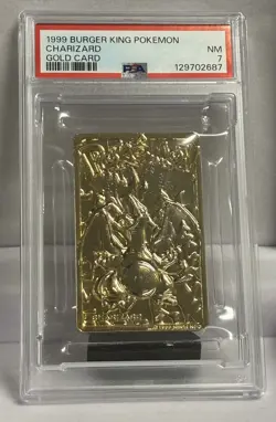 CHARIZARD 23K GOLD PLATED CARD PSA 7 NM NEAR MINT 1999 BURGER KING POKEMON - Image 1