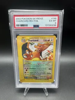 2003 Pokemon Skyridge Crystal Charizard 146/144 Reverse Foil Rare PSA 6 EX-MT - Image 1