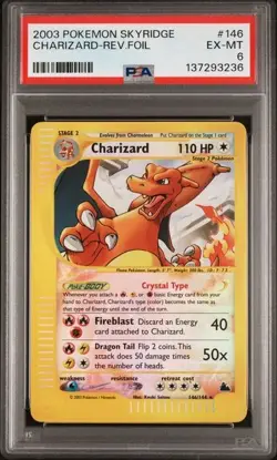 2003 Pokemon Skyridge Crystal Charizard 146/144 Reverse Foil Rare PSA 6 EX-MT - Image 3