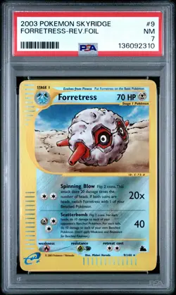 2003 POKEMON SKYRIDGE #9 FORRETRESS-REVERSE FOIL PSA 7 - Image 1