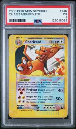 PSA 1 Crystal Charizard 146/144 Skyridge Reverse Holo Rare Pokemon Card - Image 1