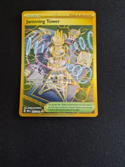 Jamming Tower 243/182 Destined Rivals Gold Hyper Rare Pokemon Card - NM - Image 1