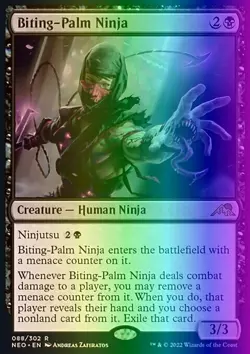 MTG Magic the Gathering Biting-Palm Ninja (88/572) Kamigawa Neon Dynasty LP FOIL - Image 1