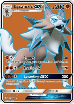 Lycanroc GX - 136/147 - Pokemon Burning Shadows Sun Moon Full Art Rare Card NM - Image 1