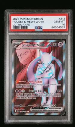 2025 POKEMON DRI EN-DESTINED RIVALS ULTRA RARE TEAM ROCKET'S MEWTWO EX PSA 10 - Image 1