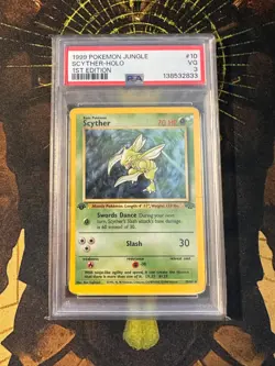 Pokemon Scyther 10/64 Jungle 1st Edition Vintage Holo PSA 3 - Image 1