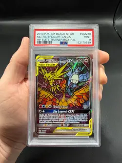 2019 Pokemon Black Star Promo Moltres Zapdos Articuno GX #SM210 PSA 9 Mint - Image 1