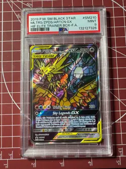 2019 Pokemon Black Star Promo FA Moltres Zapdos & Articuno GX SM210 PSA 9 Mint - Image 1