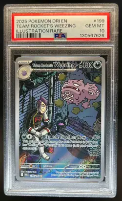 2025 Pokemon SV Destined Rivals DRI EN Team Rocket's Weezing #199/182 PSA 10 - Image 1