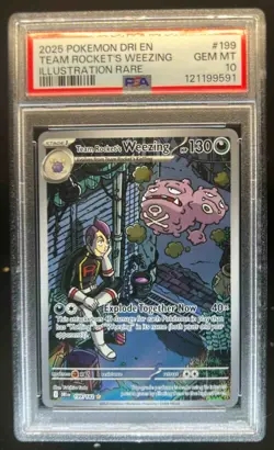 2025 Pokemon SV Destined Rivals Team Rocket's Weezing #199/182 PSA 10 - Image 1