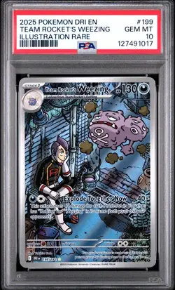 2025 Pokemon Team Rocket's Weezing IR SV10: Destined Rivals 199/182 PSA 10 - Image 1