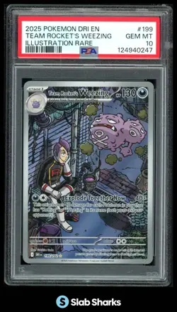 2025 POKEMON DESTINED RIVALS 199/182 TEAM ROCKET'S WEEZING ILLUSTRATION PSA 10 - Image 1