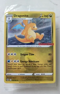 Pokemon TCG Dragonite 131/195 Holo - Silver Tempest GameStop Promo Stamp SEALED - Image 1