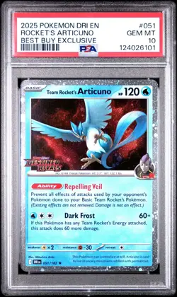 2025 POKEMON DRI EN-DESTINED RIVALS #051 TEAM ROCKET'S ARTICUNO PSA 10 - Image 1