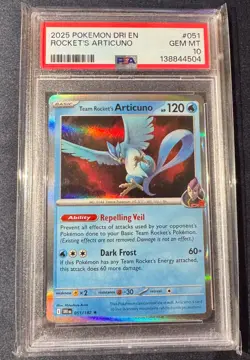 2025 POKEMON DRI EN-DESTINED RIVALS #051 TEAM ROCKET'S ARTICUNO PSA 10 - Image 1