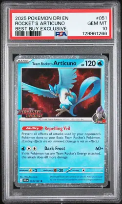2025 POKEMON DRI EN-DESTINED RIVALS #051 TEAM ROCKET'S ARTICUNO PSA 10 - Image 1